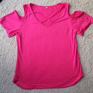 Women's Pink Cold Shoulder Top